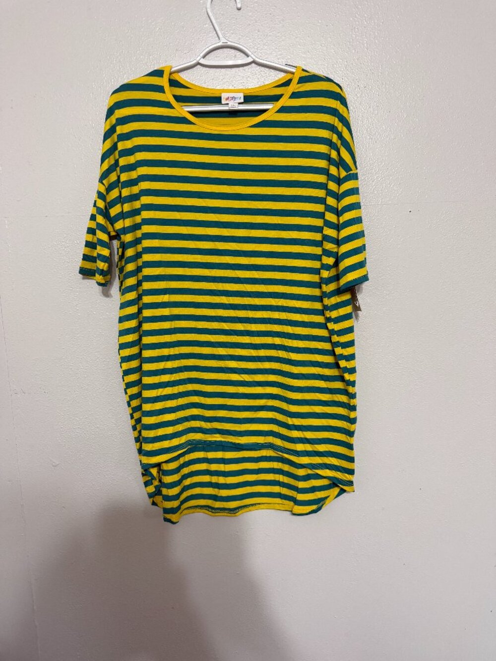 💛 Bold & Bright! LuLaRoe Yellow & Teal Green Striped Irma Tunic Top